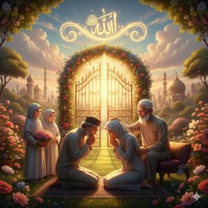 tolong buatkan saya gambar tema Adab Terhadap Orang Tua: Pintu Surga yang Terdekat